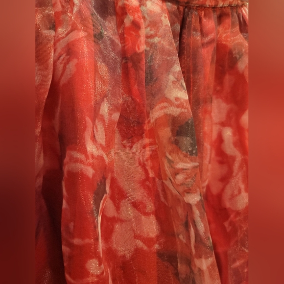 Magenta Floral Print Organza Maxi Dress - Picture 7 of 8